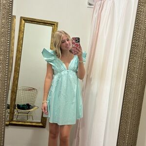 Mint Green Puff Sleeve Dress